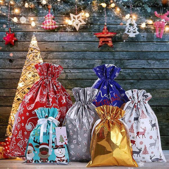 (🎄 Early Christmas Sale 🎄)Reusable Drawstring Christmas Gift Bags(10 Pcs)