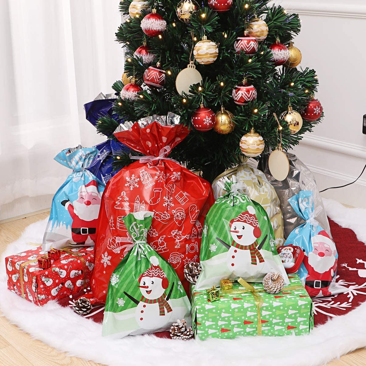 (🎄 Early Christmas Sale 🎄)Reusable Drawstring Christmas Gift Bags(10 Pcs)