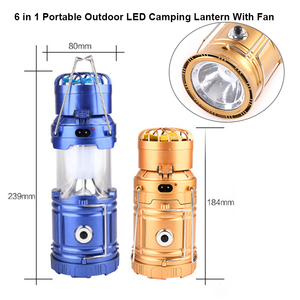 6 in 1 Portable Outdoor LED Camping Lantern With Fan