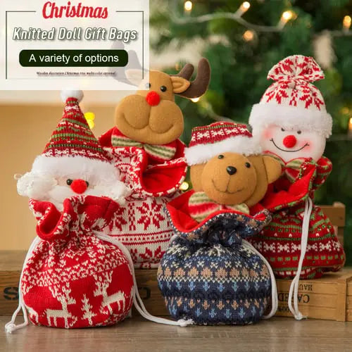 (Christmas Pre Sale-Further Reductions Now) Christmas Knitted Doll Gift Bags (BUY MORE SAVE MORE) leyoupin