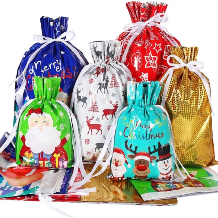 (🎄 Early Christmas Sale 🎄)Reusable Drawstring Christmas Gift Bags(10 Pcs)