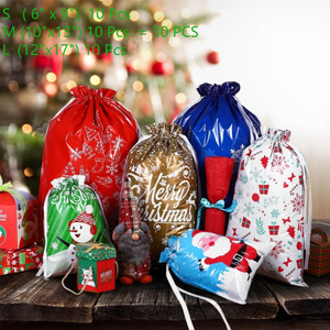 (🎄 Early Christmas Sale 🎄)Reusable Drawstring Christmas Gift Bags(10 Pcs)